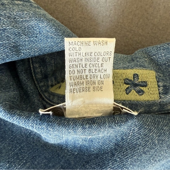 Christopher & Banks Blue Denim Cotton Shirt Jacket floral embroidered size L - Picture 5 of 16